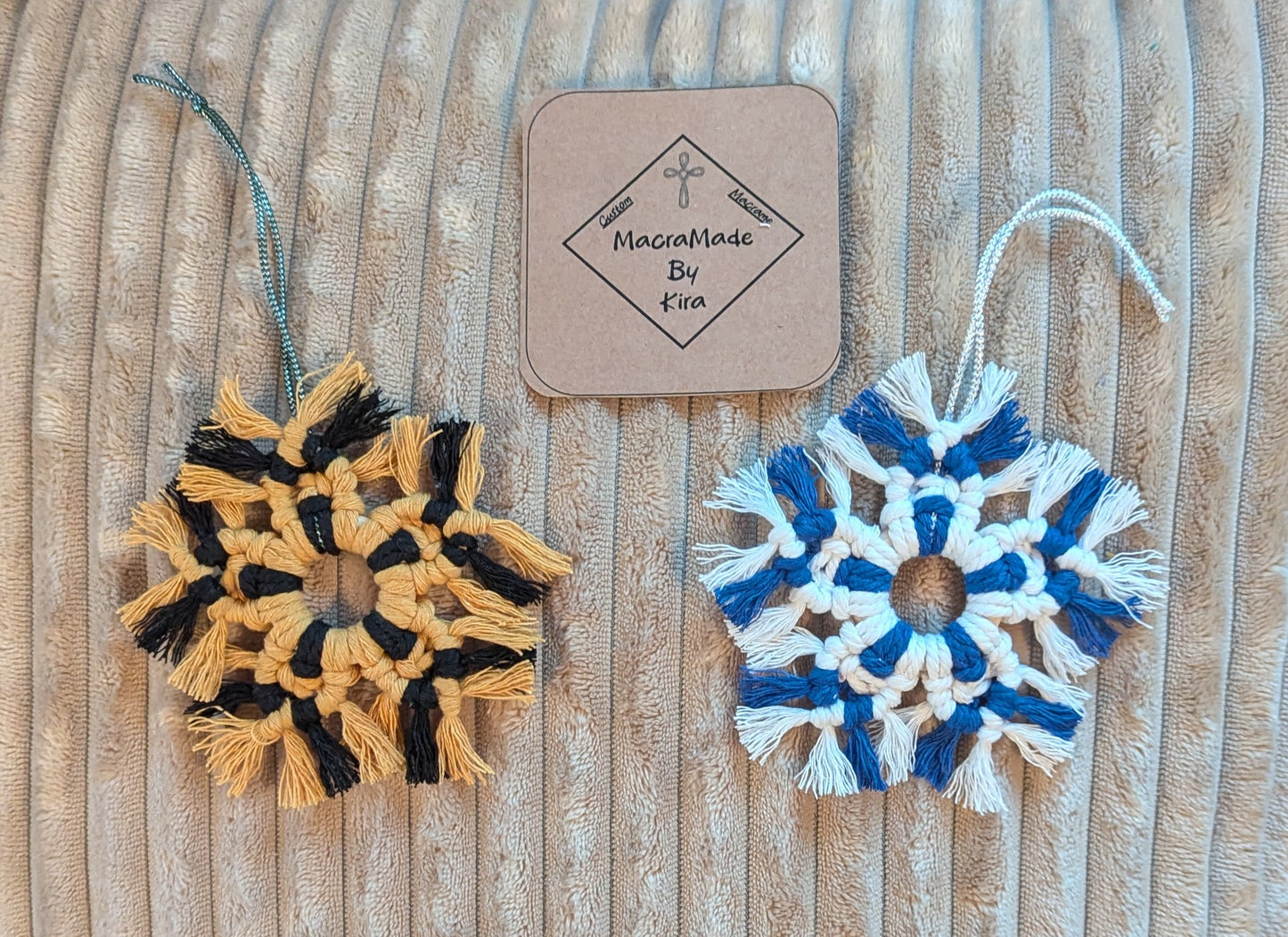 Macrame Snowflakes! Custom colors available!