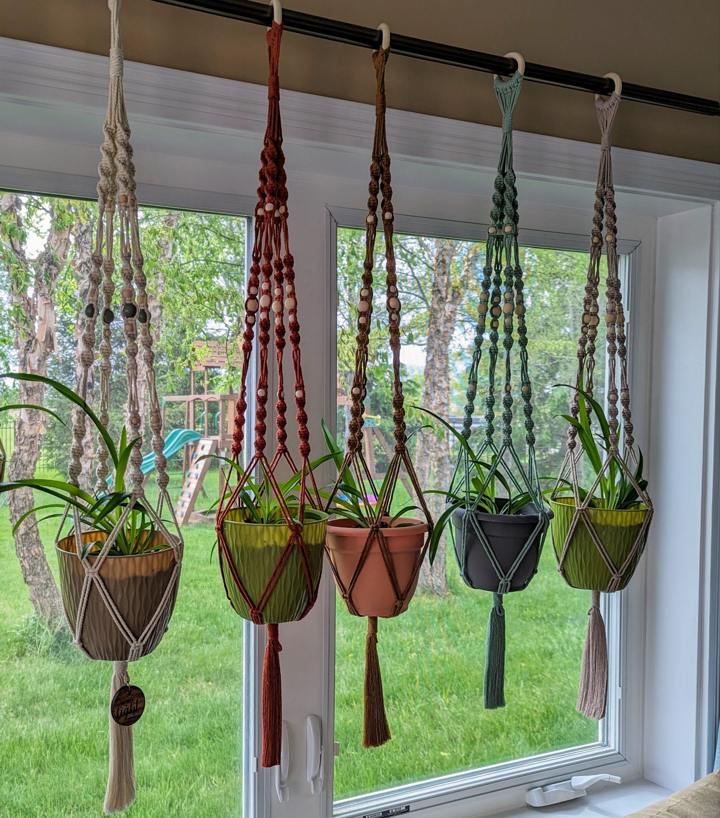 Macrame Plant Hanger with Beads and Charm- Custom Options!