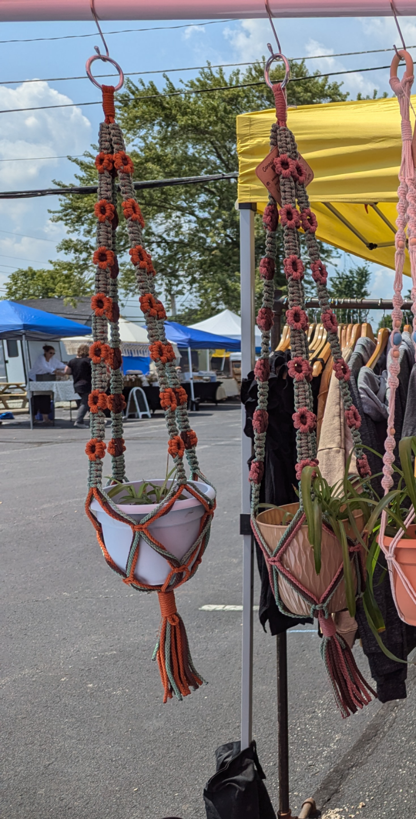 Macrame Flower Plant Hanger with Charm- Custom Options!