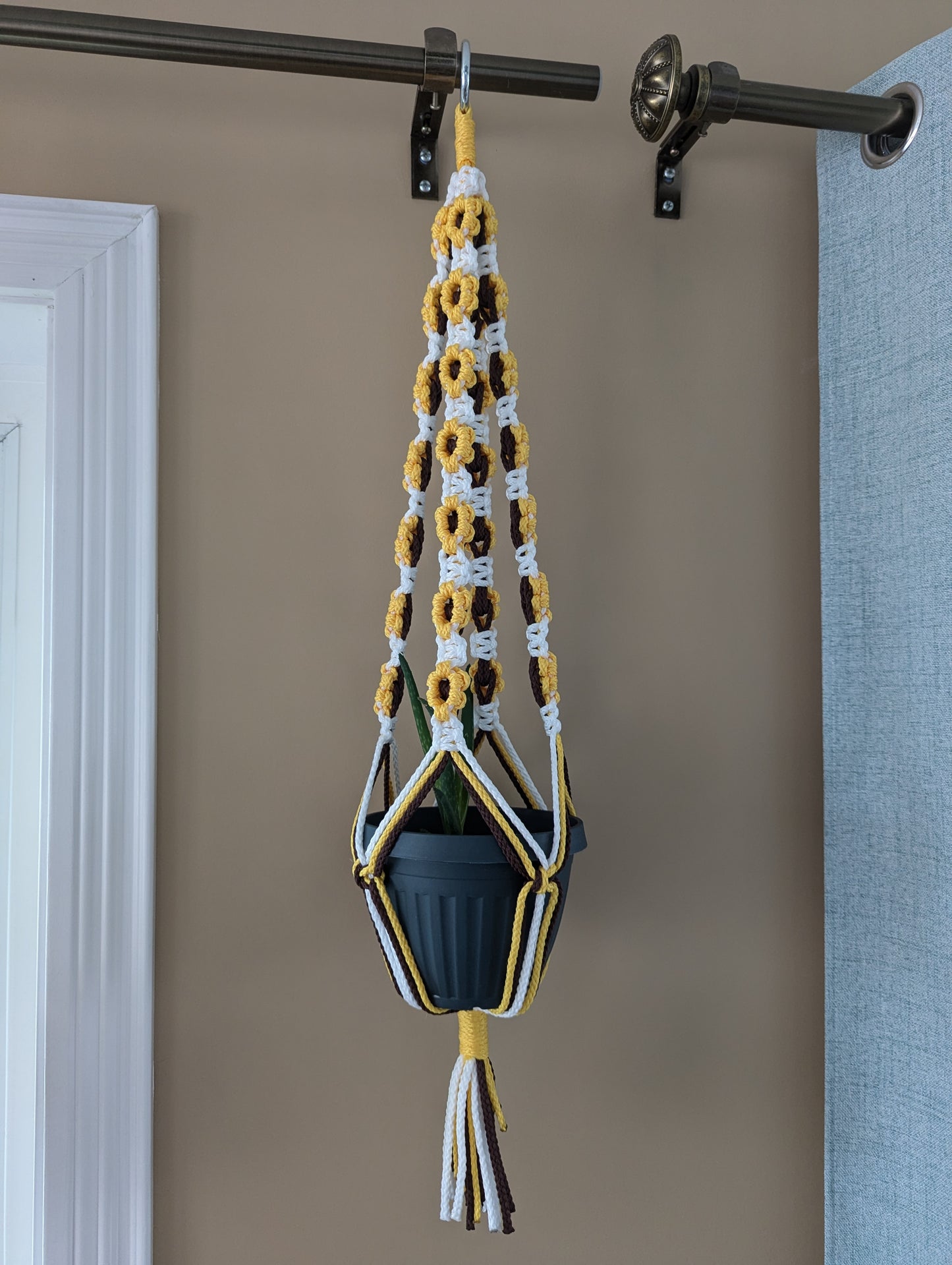 Macrame Flower Plant Hanger with Charm- Custom Options!