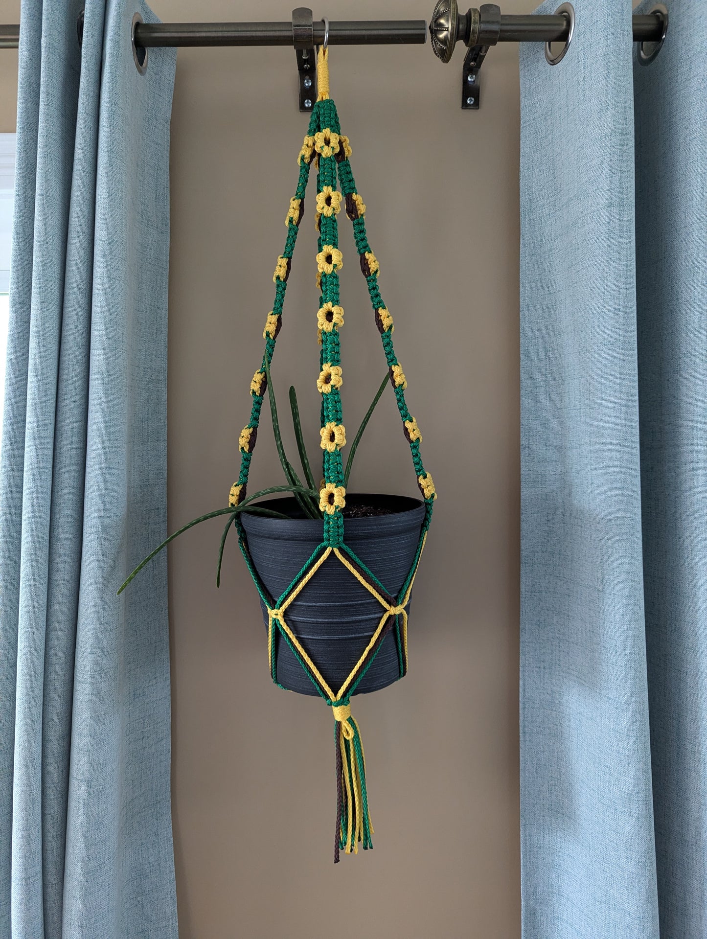 Macrame Flower Plant Hanger with Charm- Custom Options!