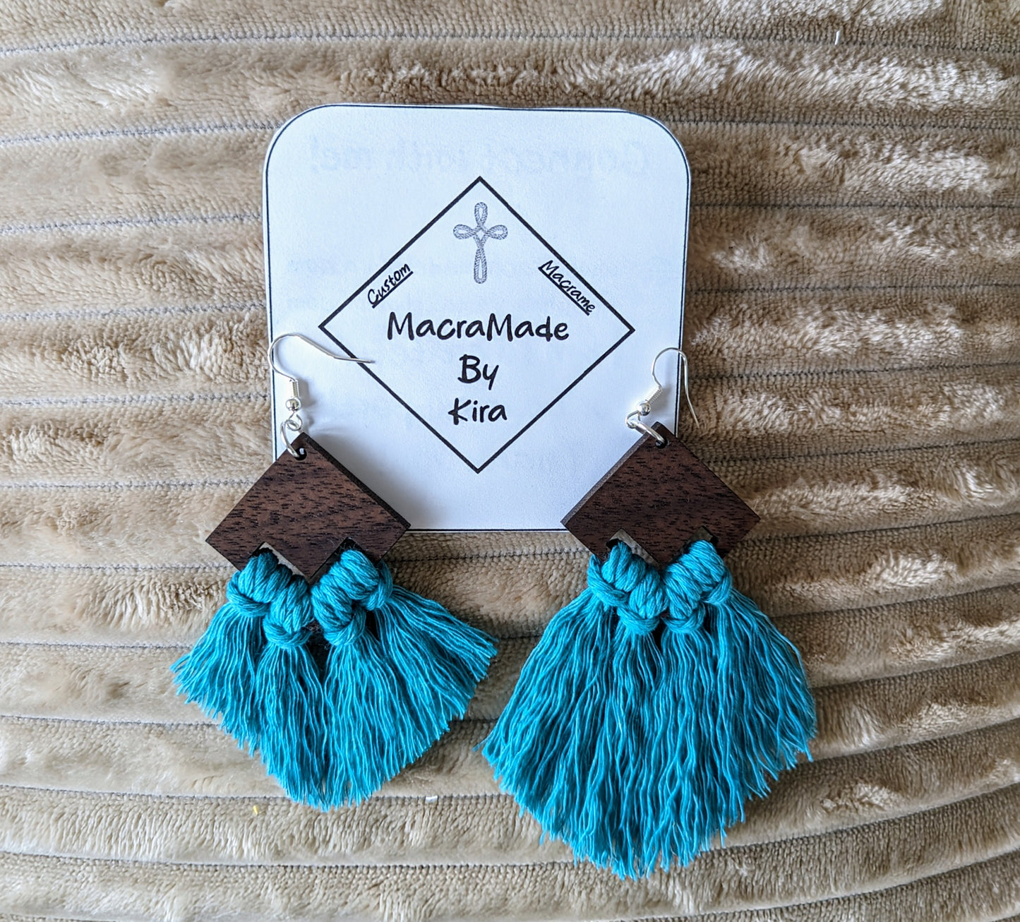 Macrame Wooden Earrings- Style 6- Custom Options Available!