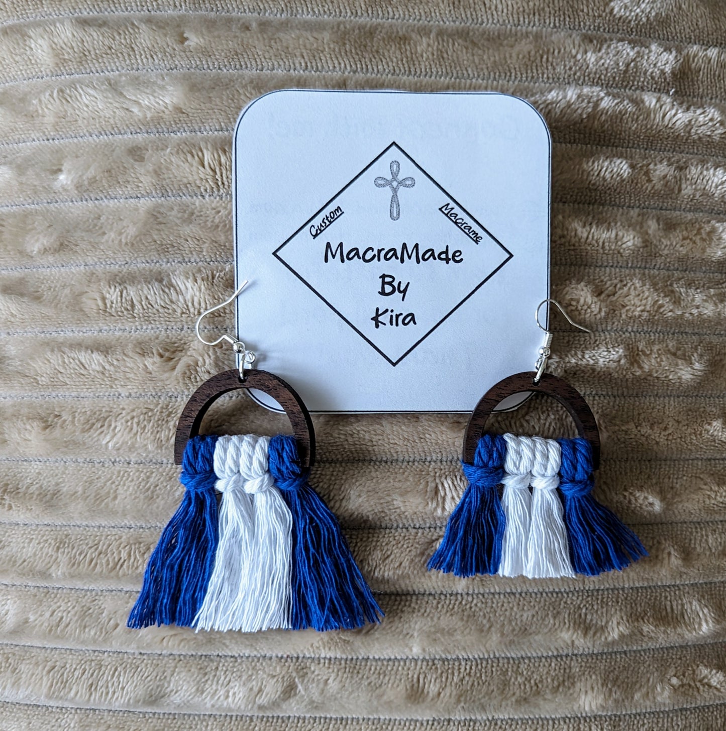 Macrame Wooden Earrings- Style 2- Custom Options Available!