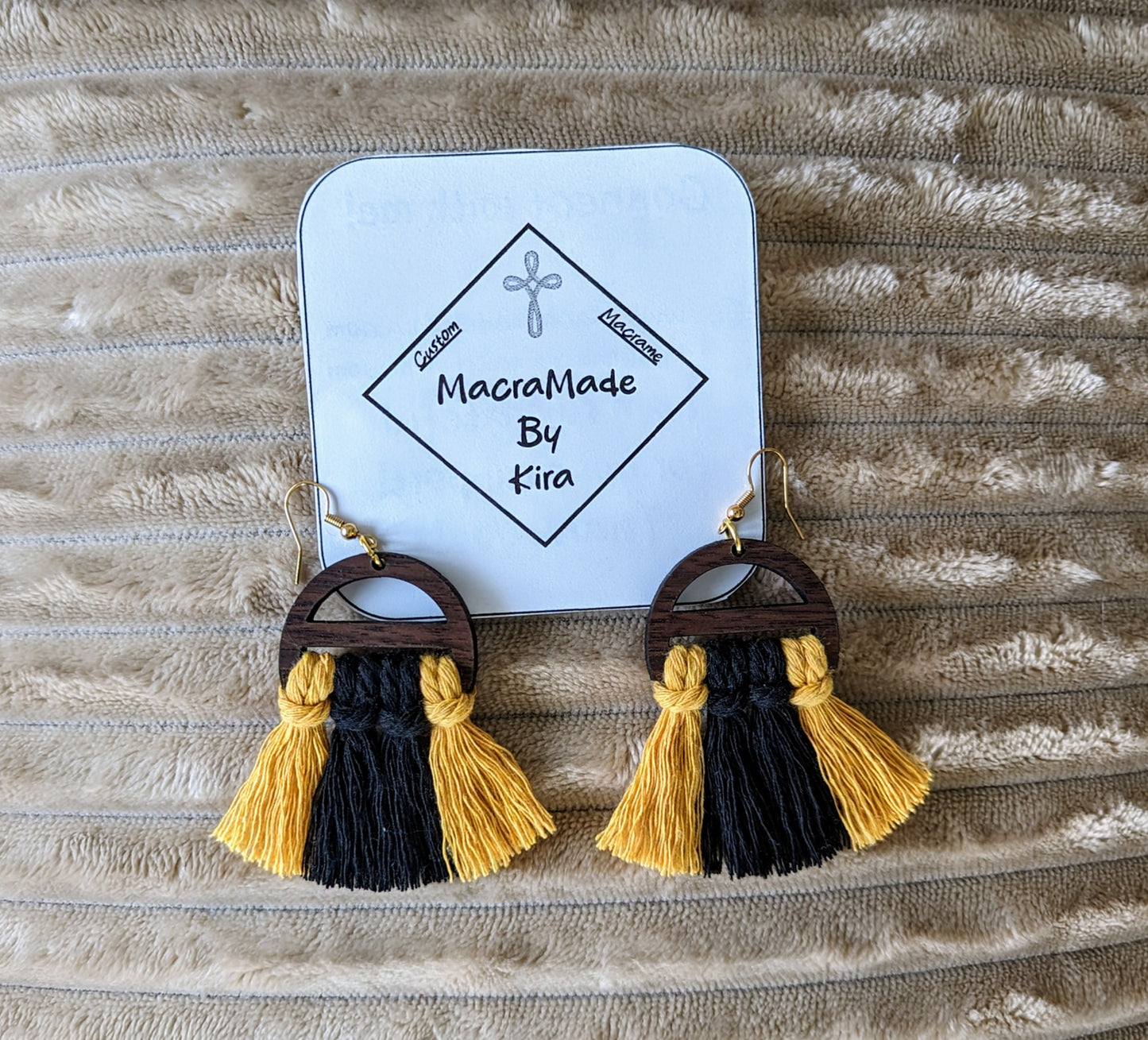 Macrame Wooden Earrings- Style 5- Custom Options Available!