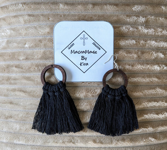 Macrame Wooden Earrings- Style 8- Custom Options Available!