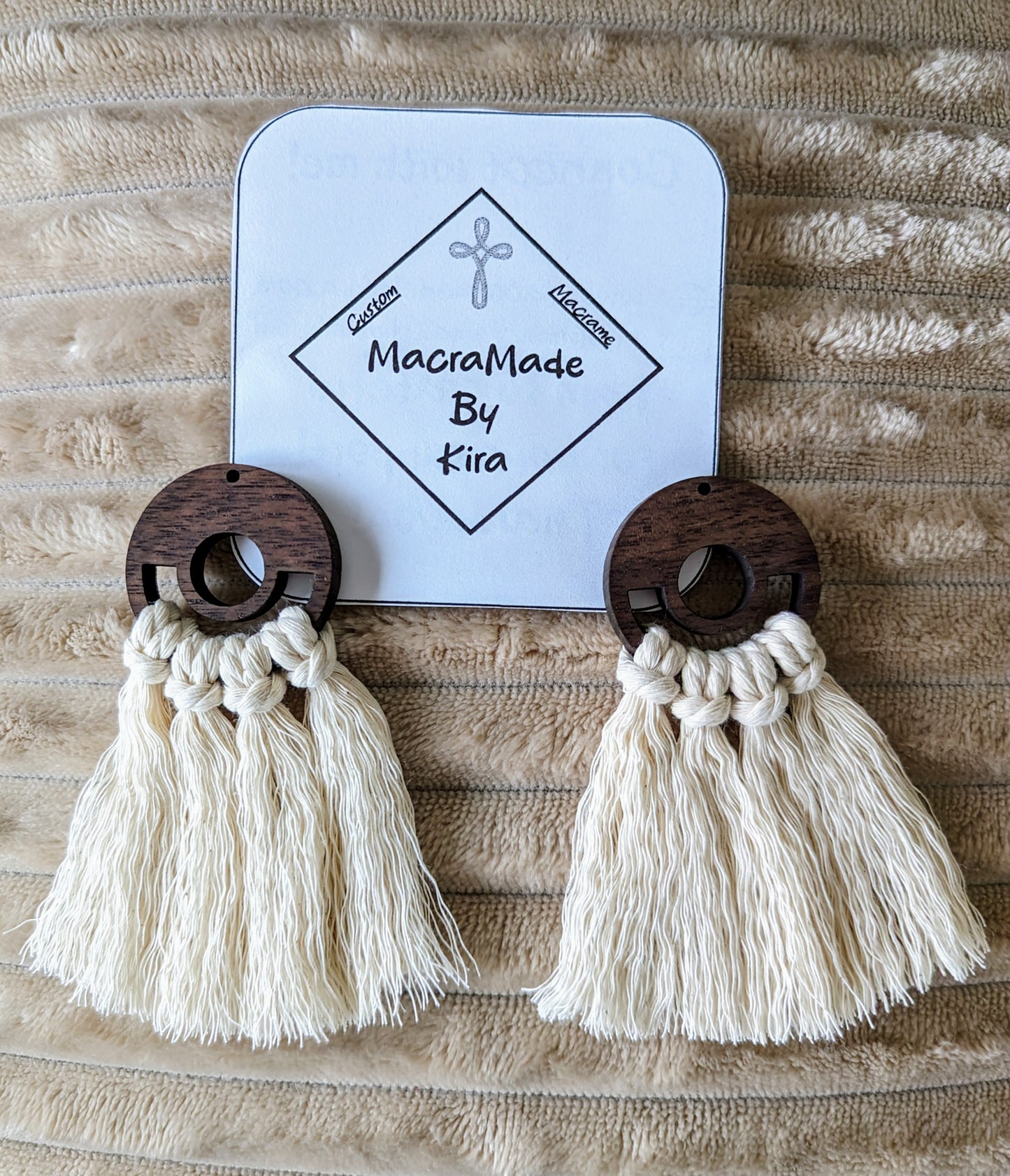 Macrame Wooden Earrings- Style 11- Custom Options Available!