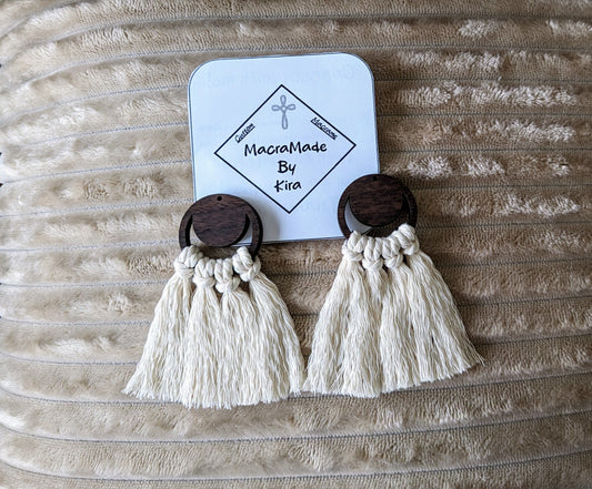 Macrame Wooden Earrings- Style 10- Custom Options Available!