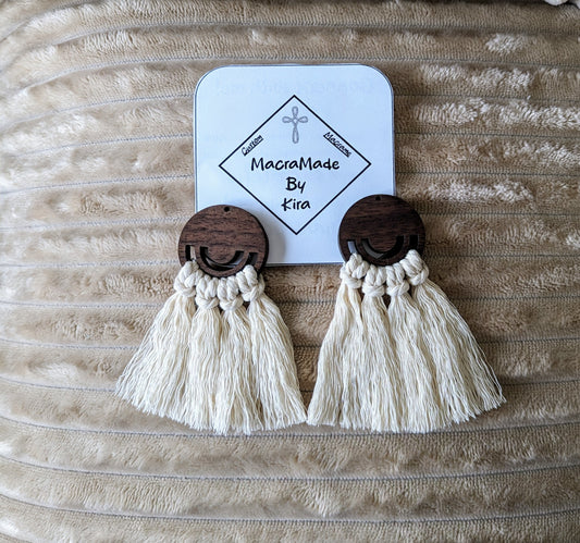 Macrame Wooden Earrings- Style 7- Custom Options Available!