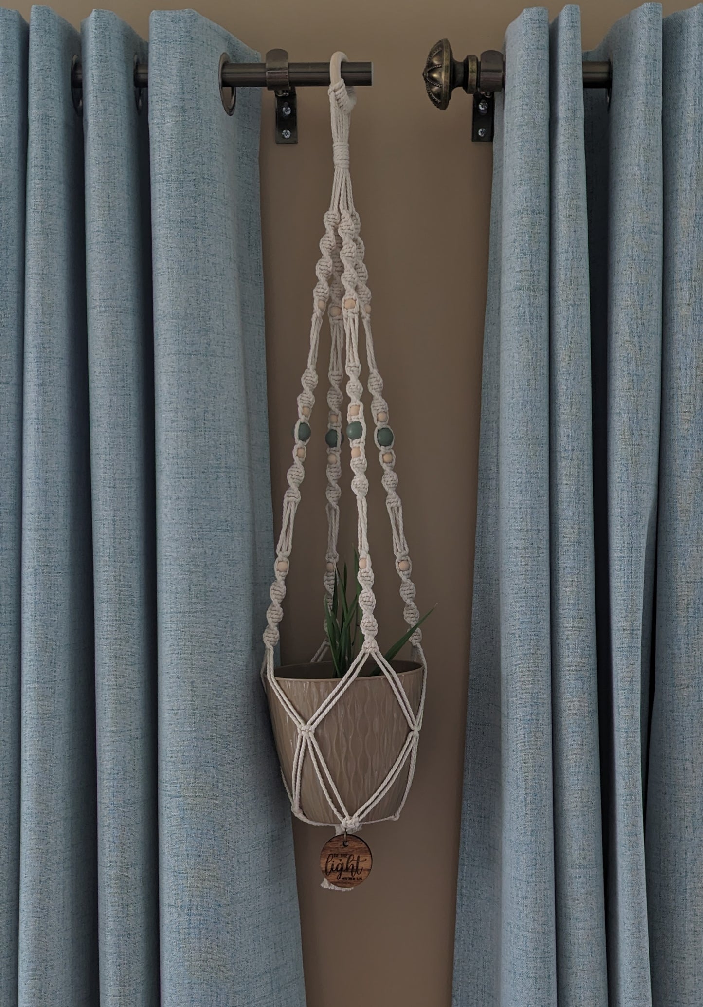 Macrame Plant Hanger with Beads and Charm- Custom Options!