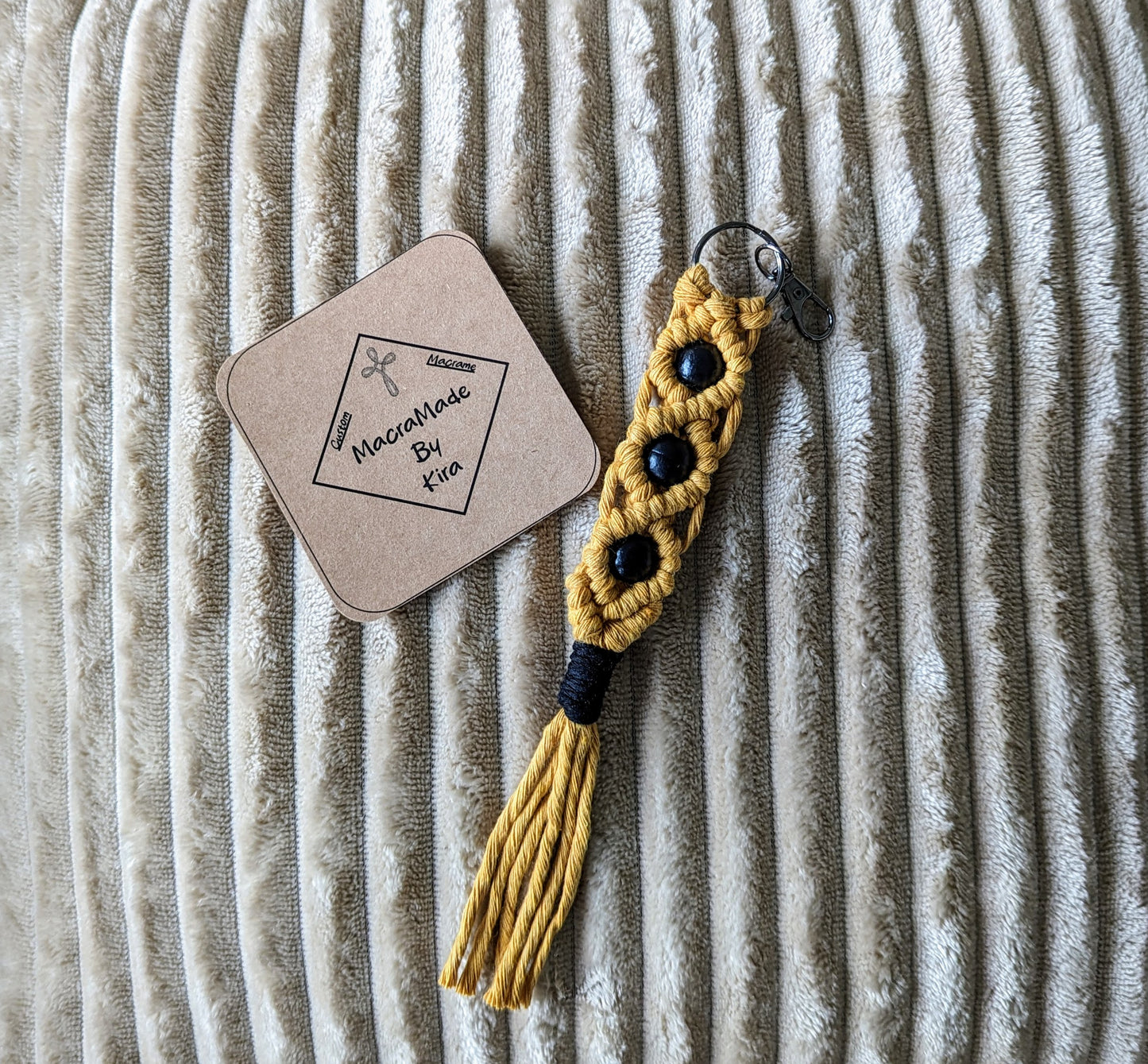 Macrame Beaded Keychain - Gold Keyring - Custom Colors!