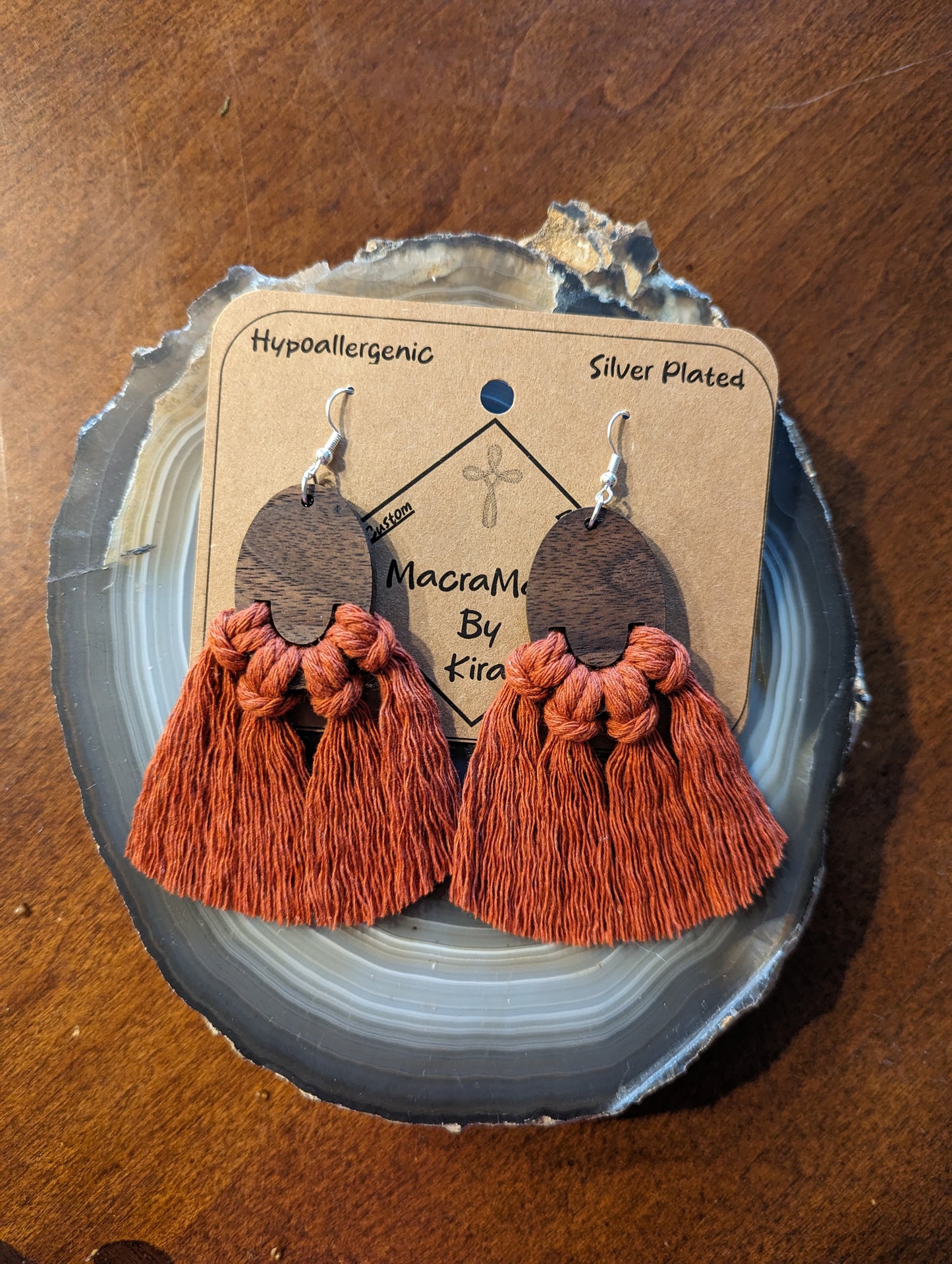 Macrame Wooden Earrings- Style 12- Custom Options Available!