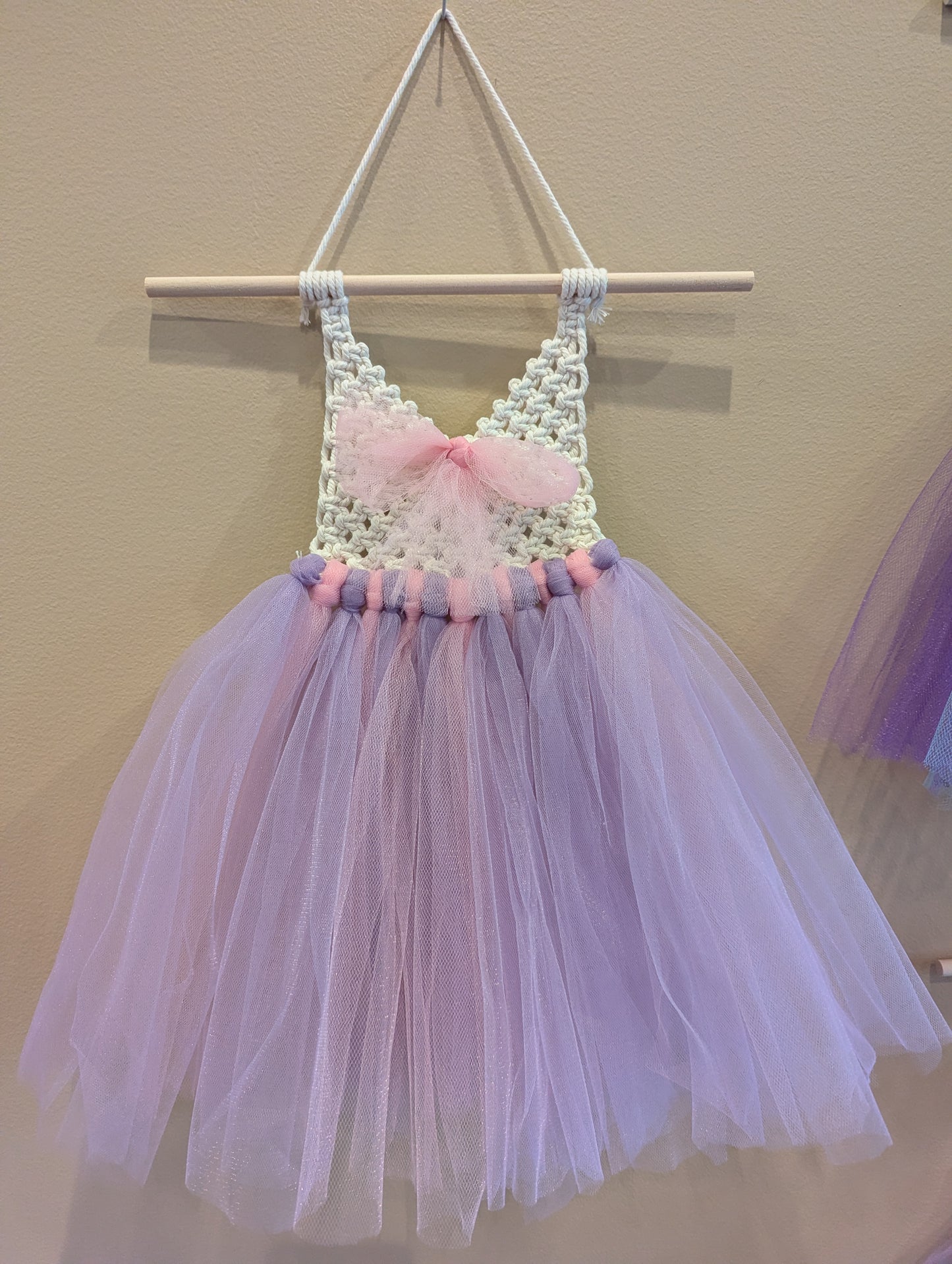 Macrame tutu baby dress wall hanging