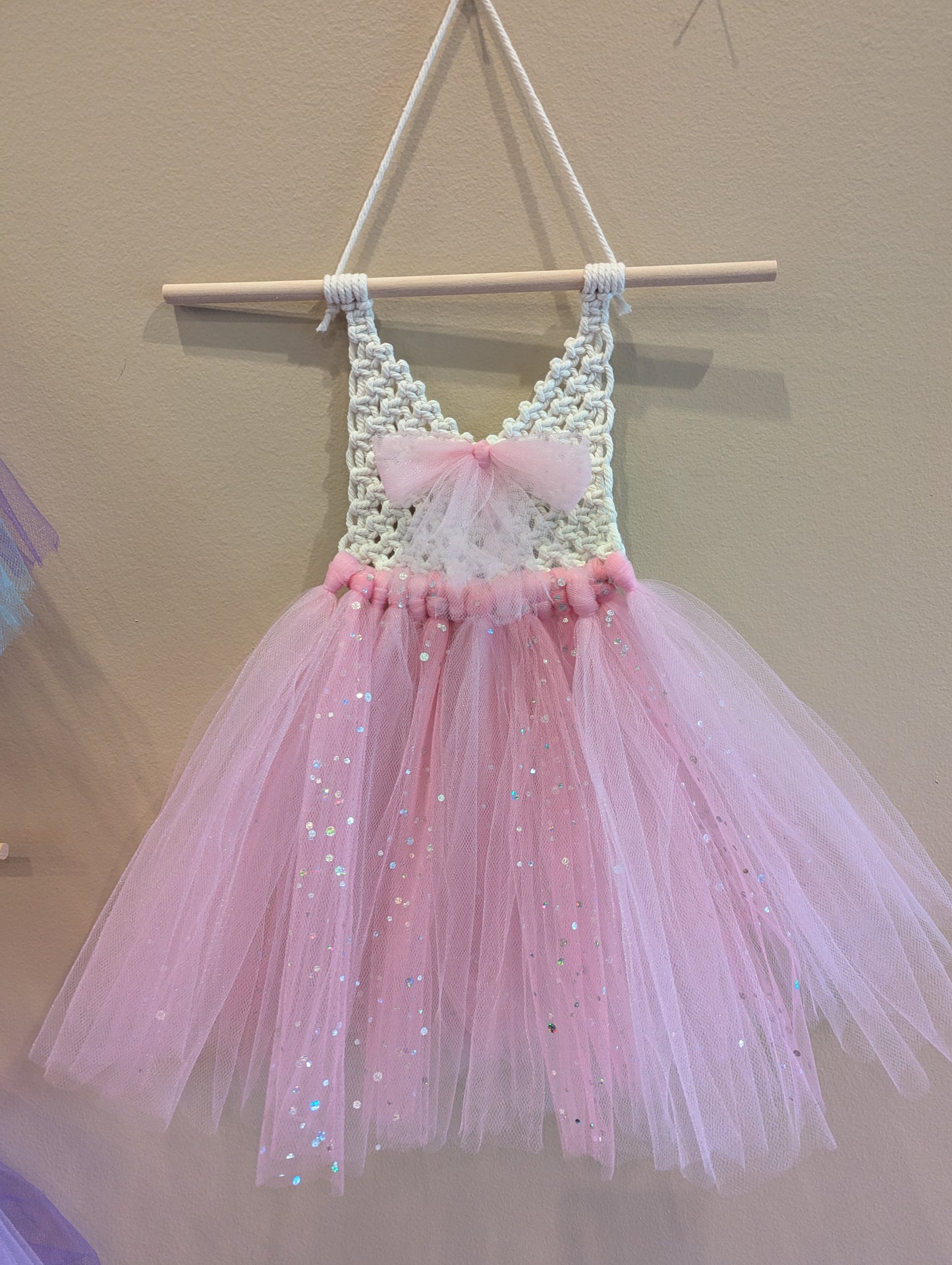 Macrame tutu baby dress wall hanging