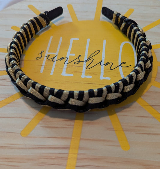 Macrame Headband- Black and Gold!