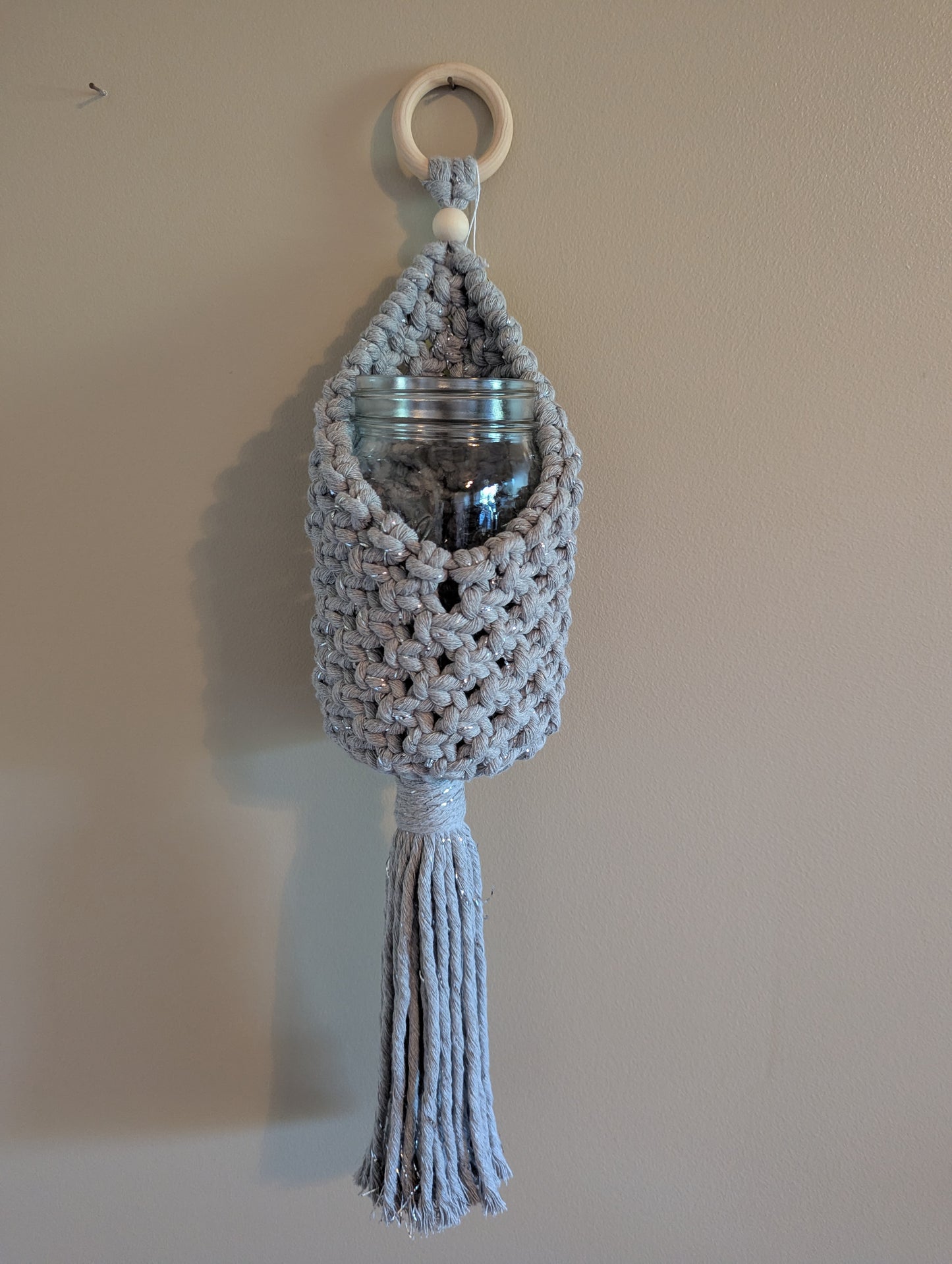 Macrame Hanging Pod Large, Air Plant Holder