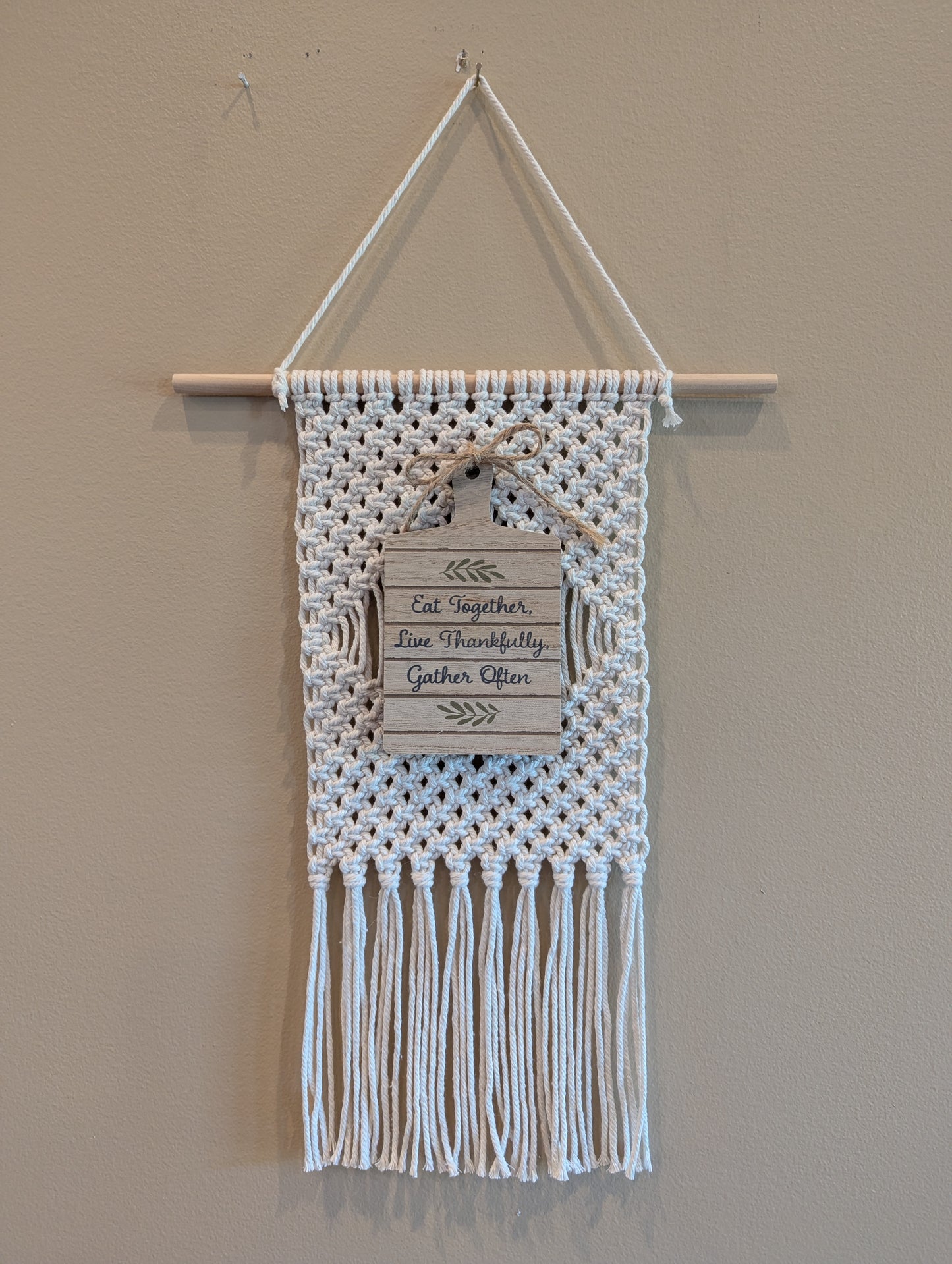 Macrame fall wall hangings with signs