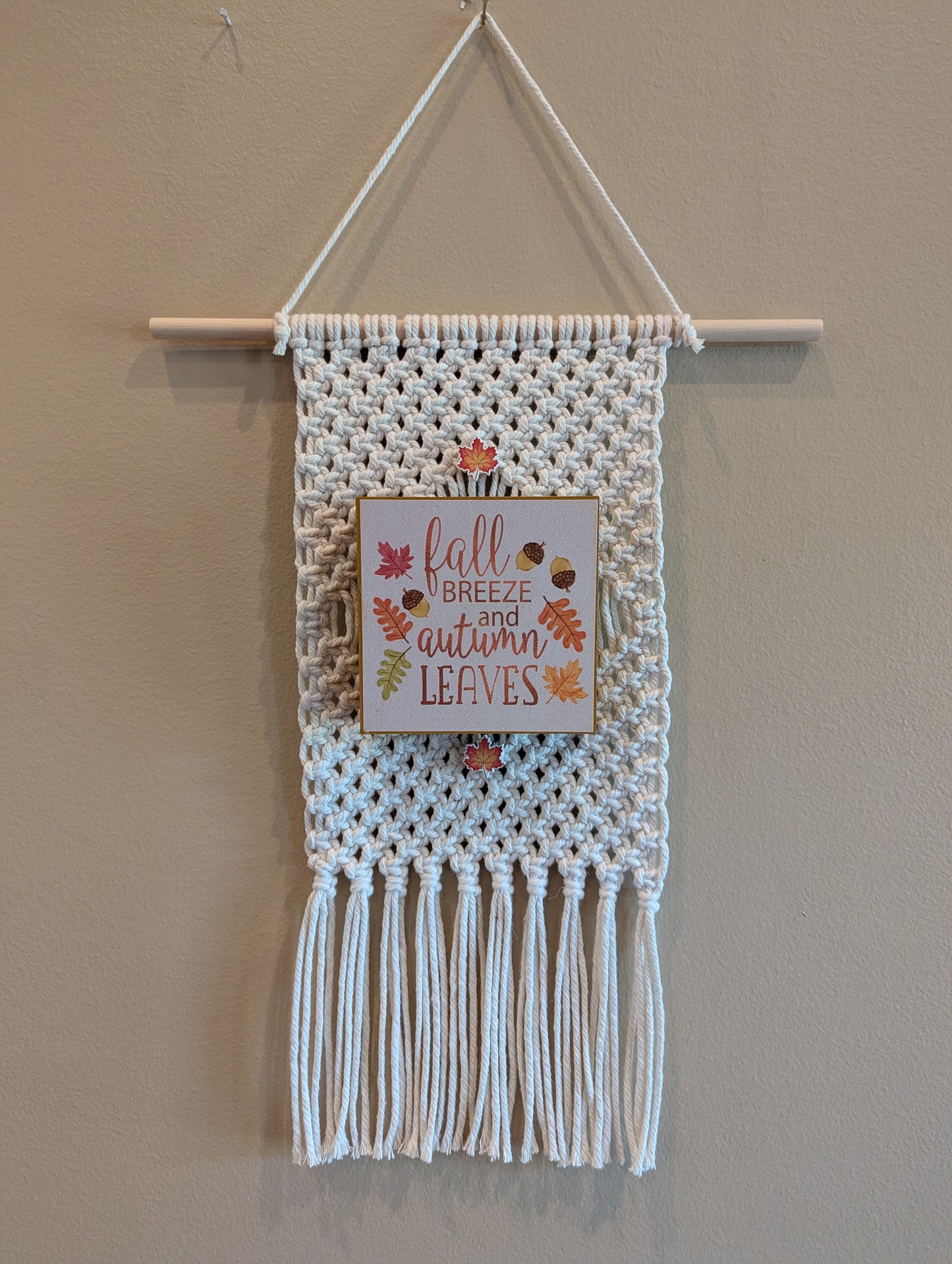 Macrame fall wall hangings with signs