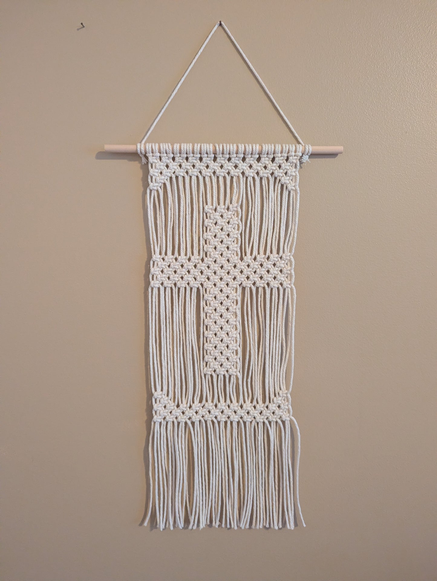 Macrame Cross Wall Hanging, Custom Colors!