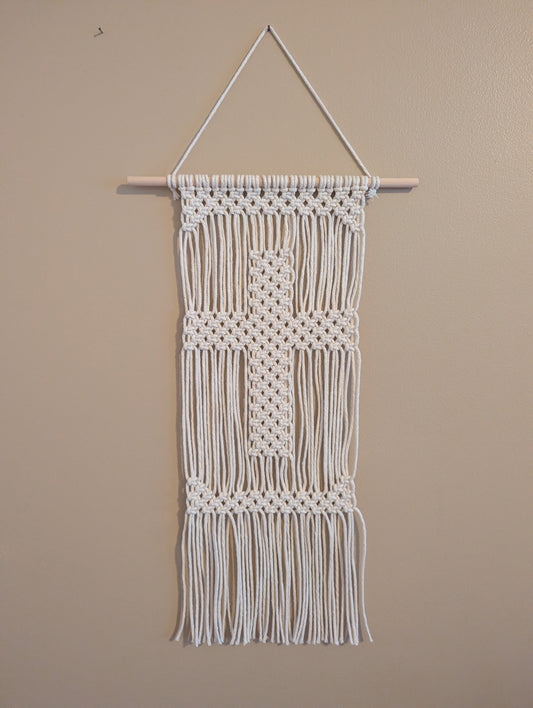 Macrame Cross Wall Hanging, Custom Colors!