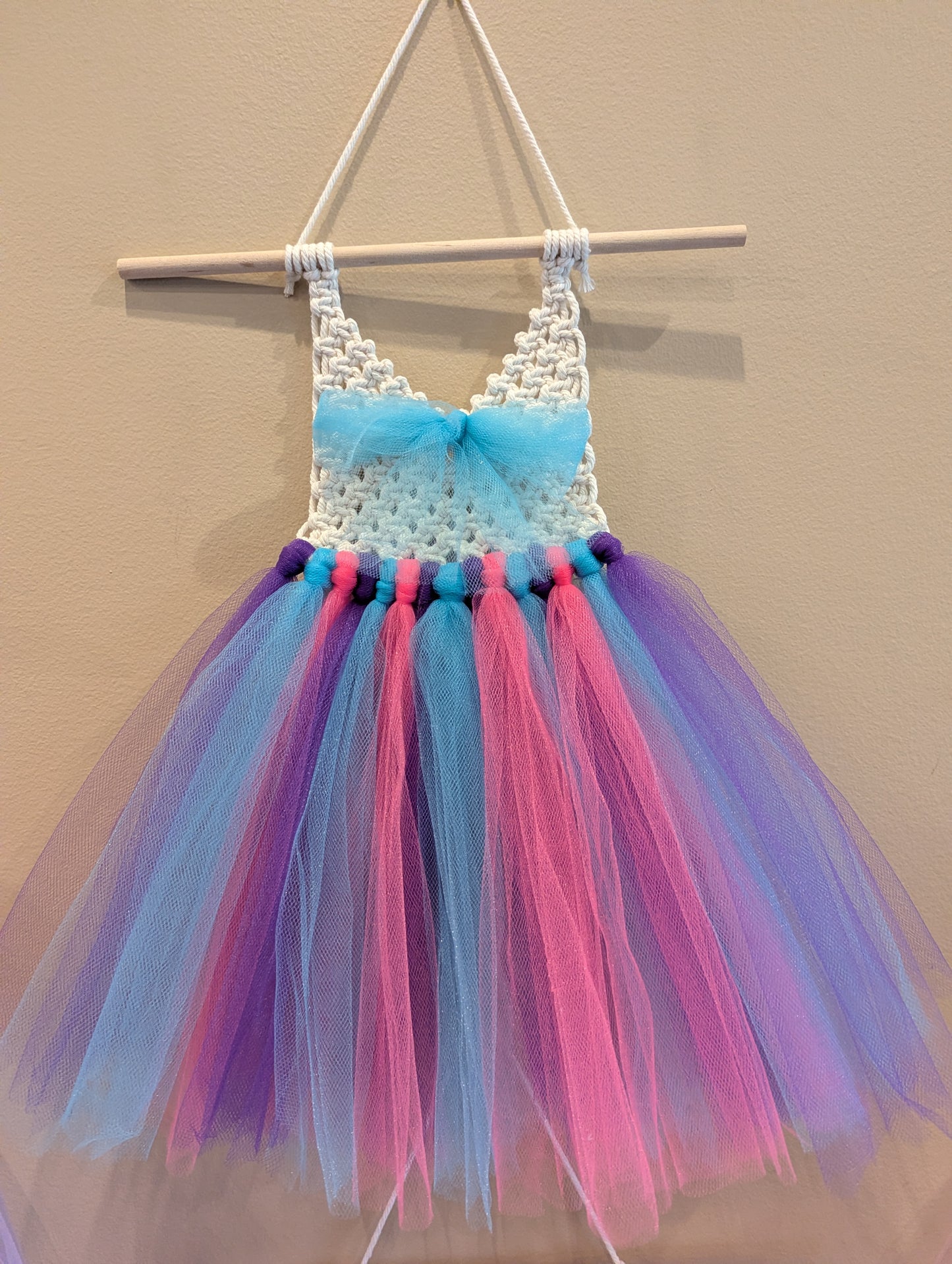 Macrame tutu baby dress wall hanging