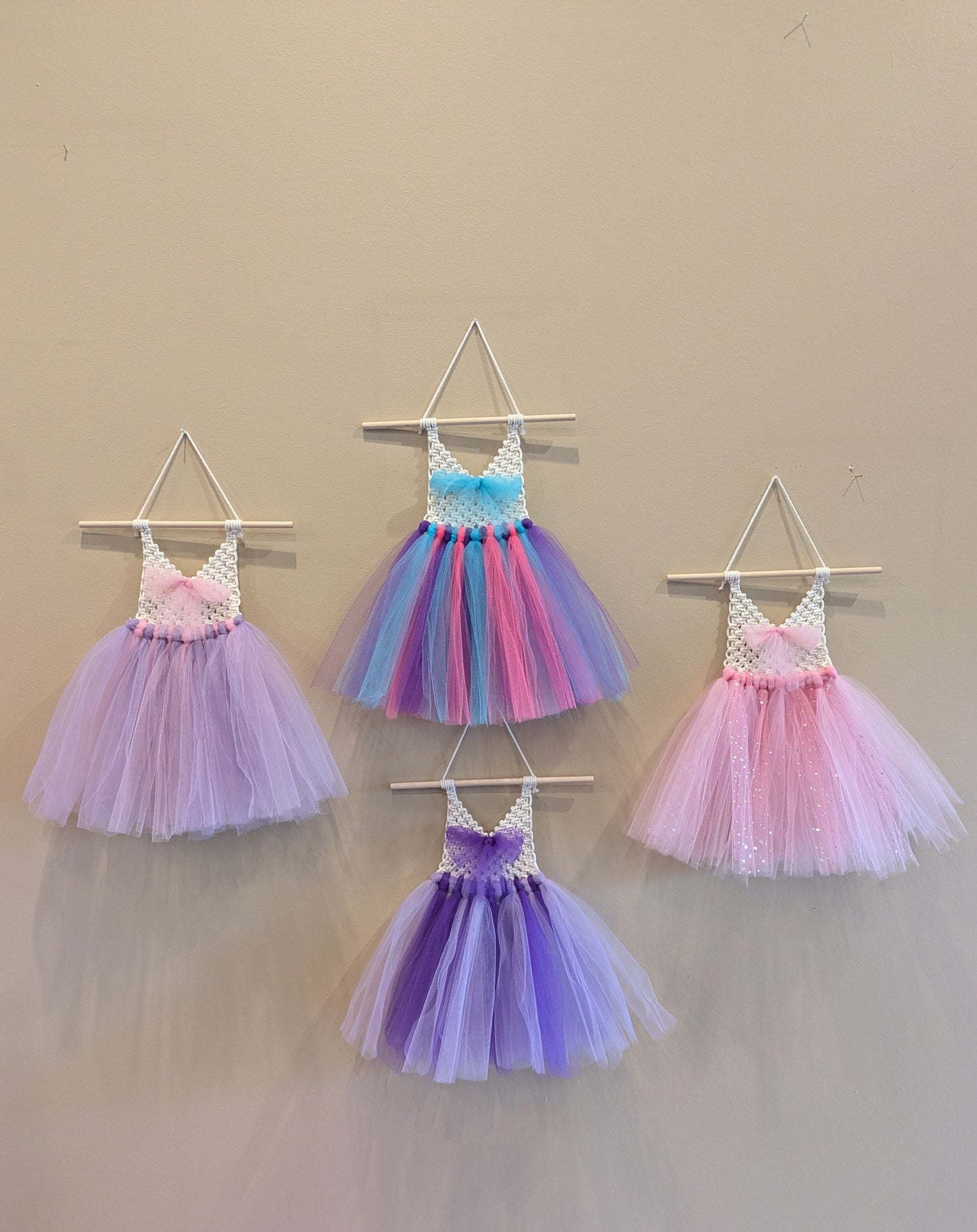 Macrame tutu baby dress wall hanging