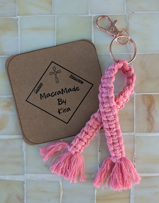 Macrame Cancer Awareness Ribbon Keychain - Custom Colors!